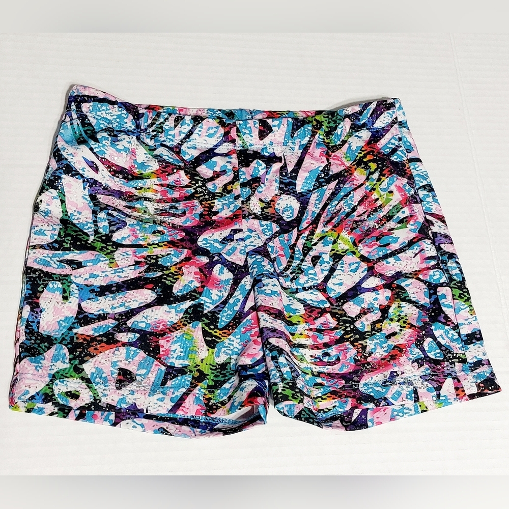 Danskin‎ Now All Over Printed Short With Silver Foil Size M 7/8